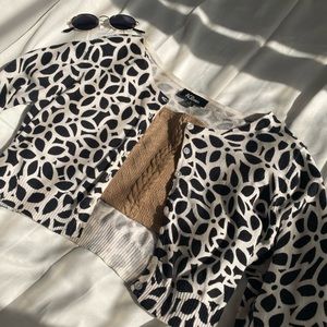 Floral Black and White Cardigan/Crop Top